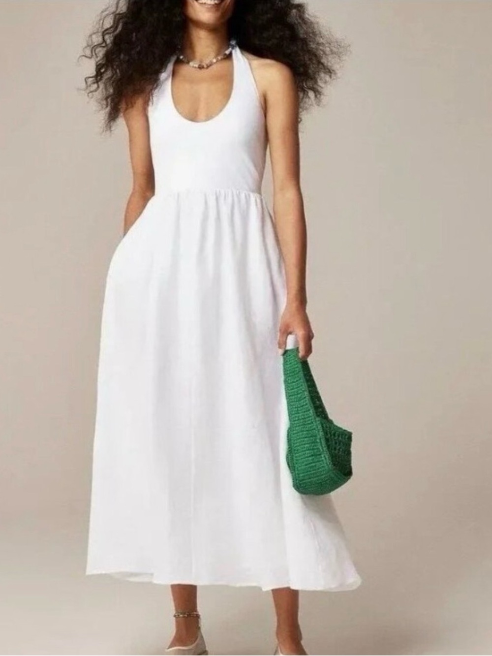J.Crew Halter Mixy Midi Dress — Size Medium | White